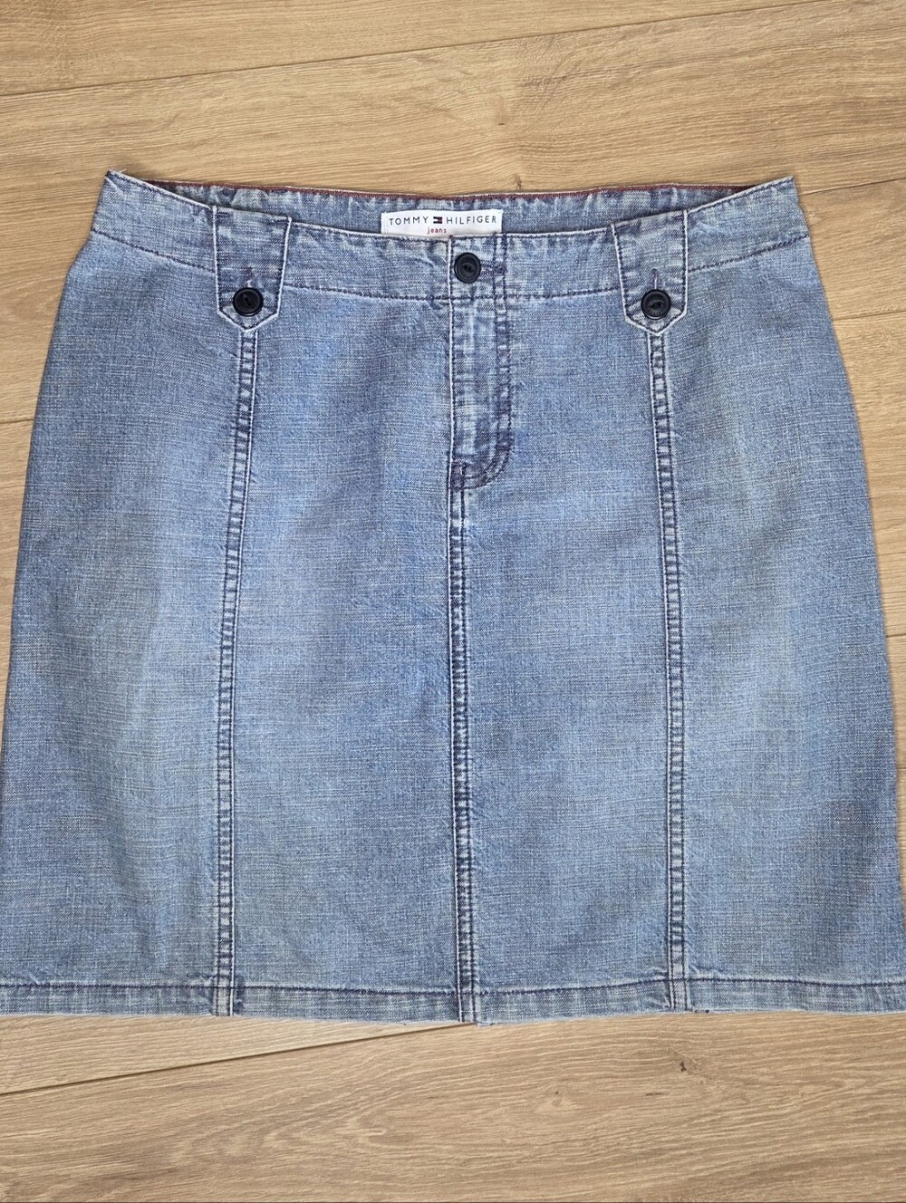 Y2K Tommy Hilfiger Denim Mini Skirt Light Wash Size 10